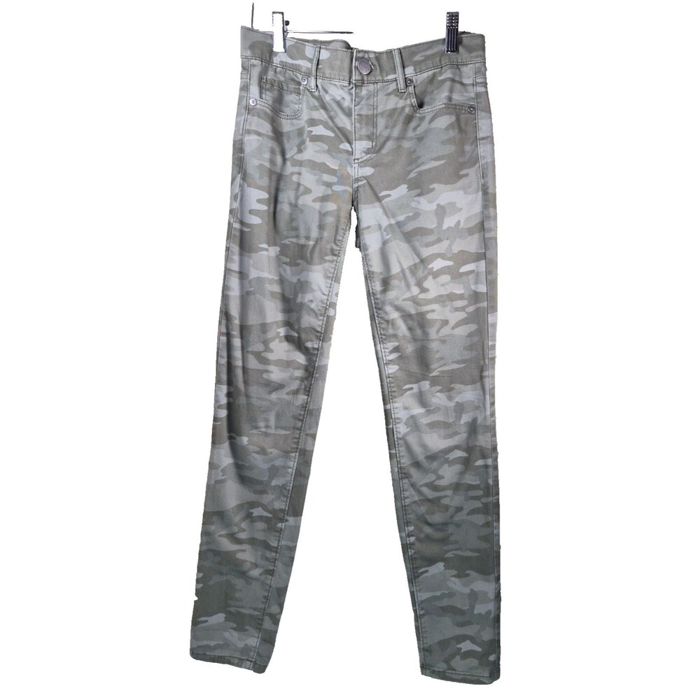 LOFT Womens Size 0 Green Camo Pants Skinny Ankle Mid Rise Camouflage Stretch